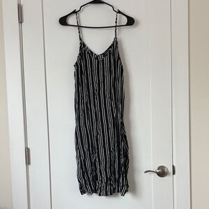Who What Wear Black and White Striped Midi Dress
